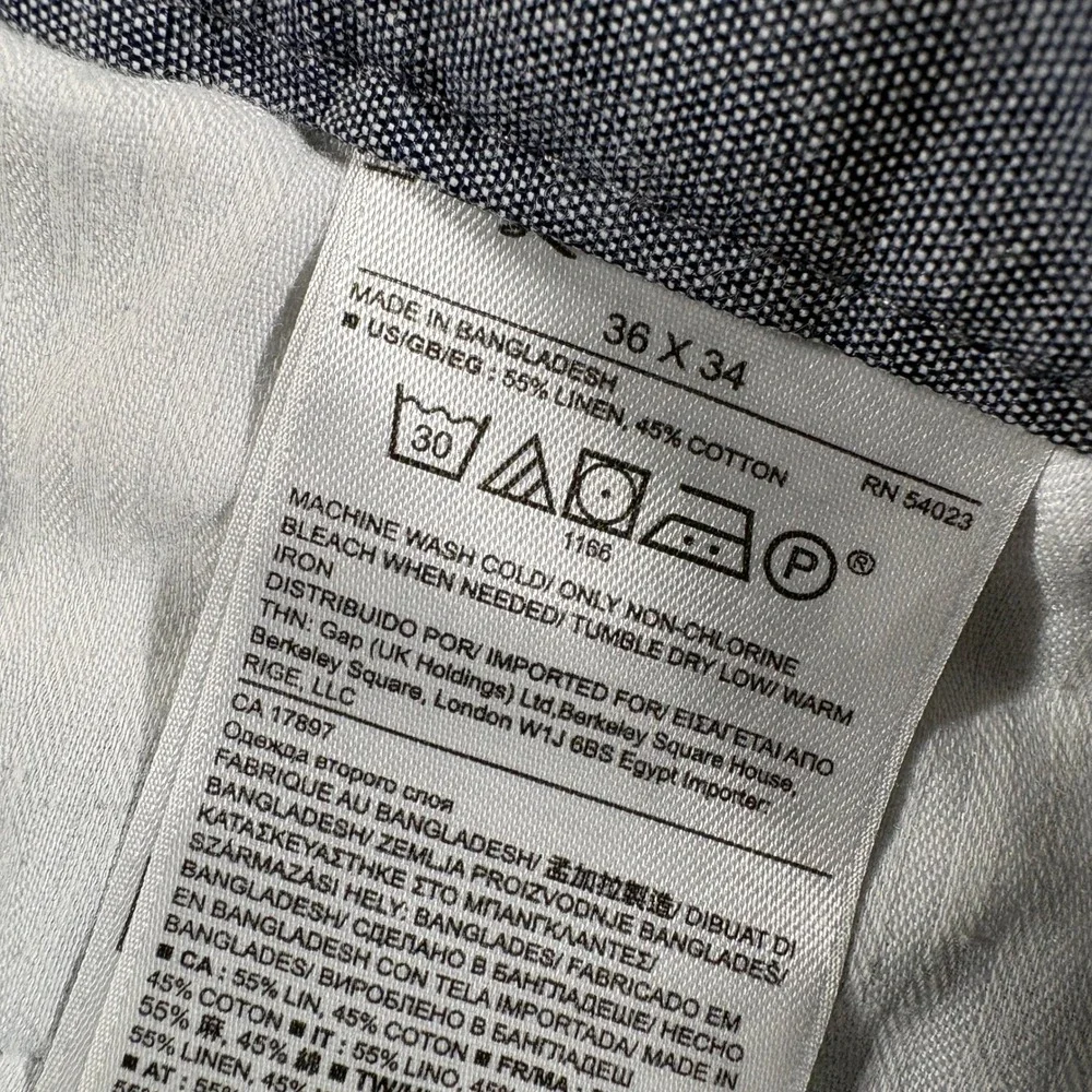 Banana Republic Aiden Chino Men 36x34 Blue Linen Cotton Blend Slim Fit Pants